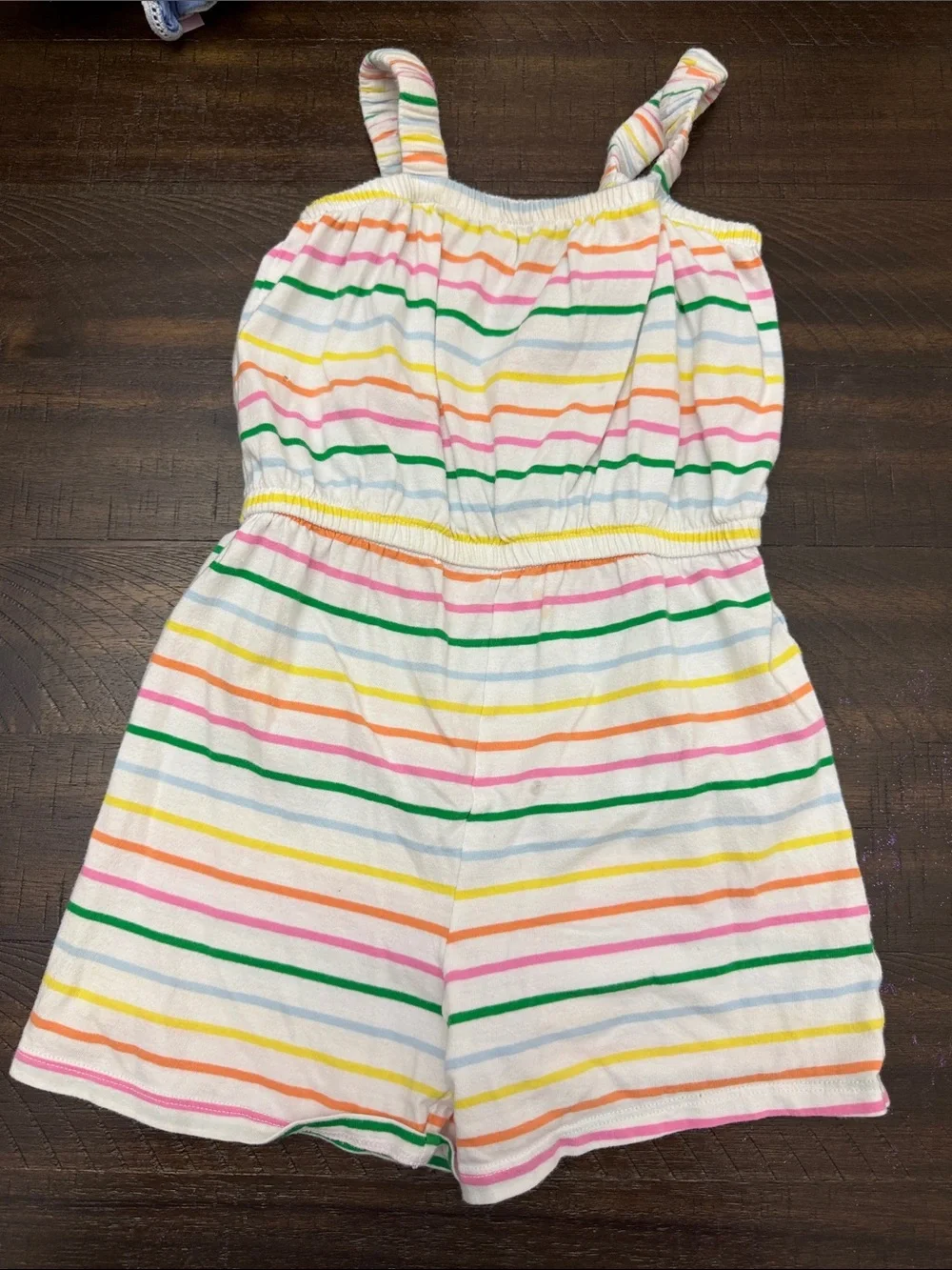 Old Navy White Romper with Rainbow Stripes